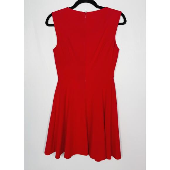 French Connection Classic Size 2 Red Fit and Flare Sleeveless Dress Zip Back - Picture 2 of 8